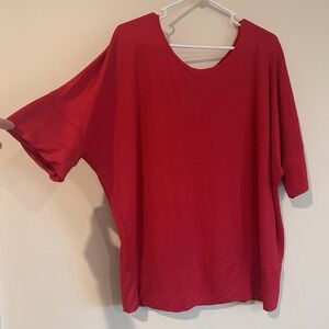 Capsule Basic Short Sleeve Red Blouse Sz 2X Lightweight  Stretch Monroe & Main